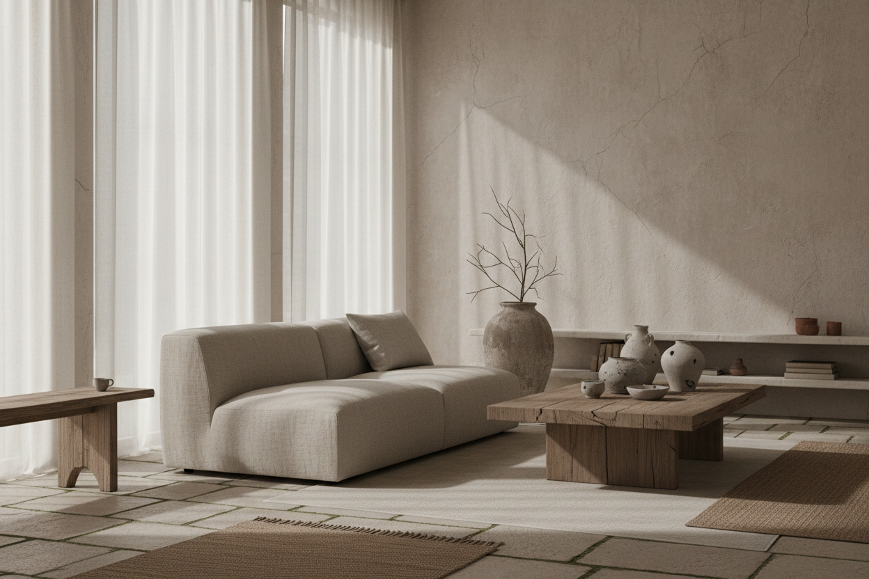 intérieur minimaliste, wabi sabi